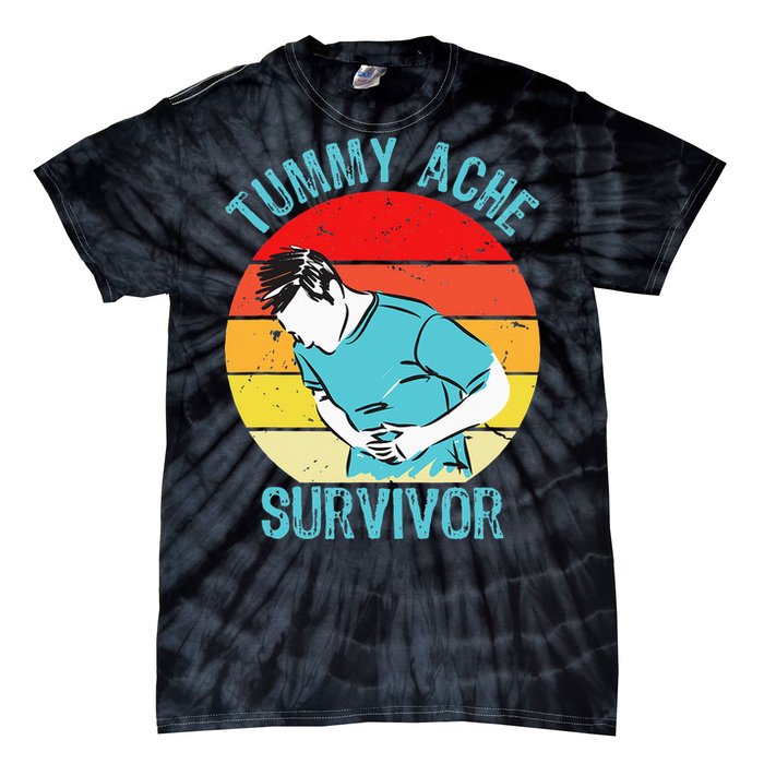 Retro Vintage Tummy Ache Survivor My Stomach Hurt Funny Gift Tie-Dye T-Shirt