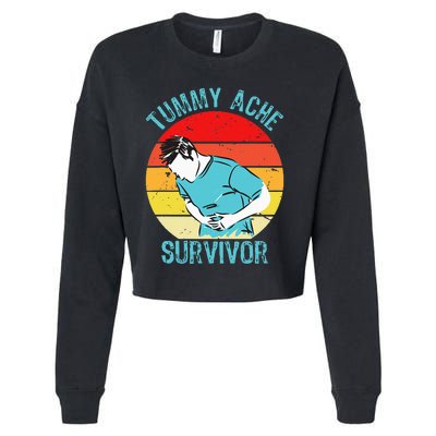 Retro Vintage Tummy Ache Survivor My Stomach Hurt Funny Gift Cropped Pullover Crew