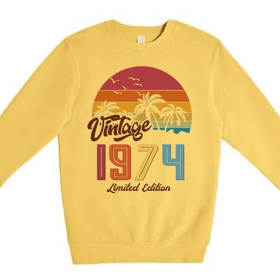 Retro Vintage Tropical Palm Trees Limited Edition 1974 50th Birthday Premium Crewneck Sweatshirt