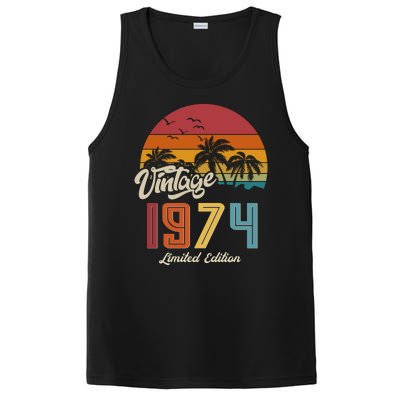 Retro Vintage Tropical Palm Trees Limited Edition 1974 50th Birthday PosiCharge Competitor Tank