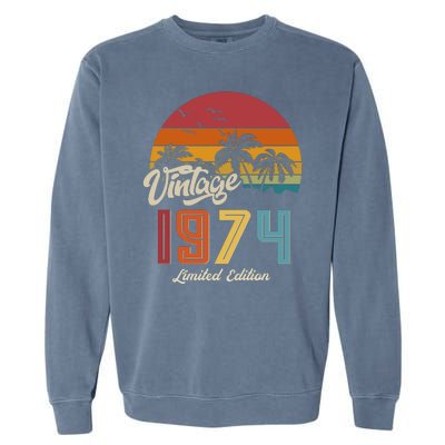 Retro Vintage Tropical Palm Trees Limited Edition 1974 50th Birthday Garment-Dyed Sweatshirt