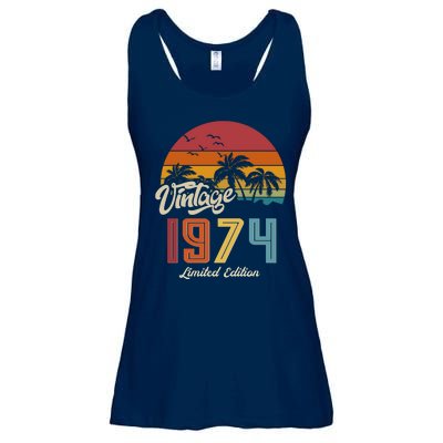 Retro Vintage Tropical Palm Trees Limited Edition 1974 50th Birthday Ladies Essential Flowy Tank