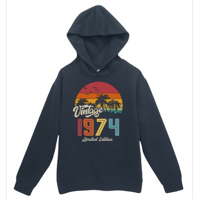 Retro Vintage Tropical Palm Trees Limited Edition 1974 50th Birthday Urban Pullover Hoodie