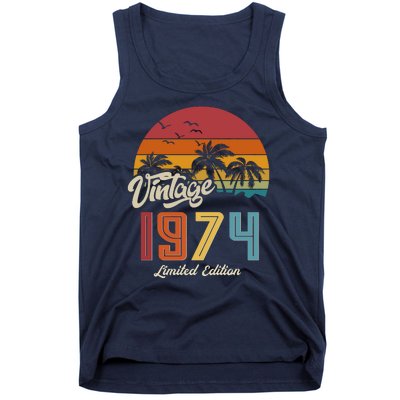 Retro Vintage Tropical Palm Trees Limited Edition 1974 50th Birthday Tank Top