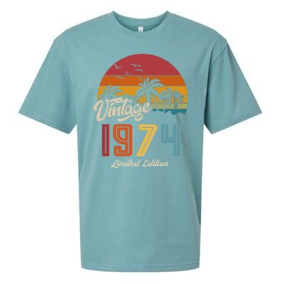 Retro Vintage Tropical Palm Trees Limited Edition 1974 50th Birthday Sueded Cloud Jersey T-Shirt