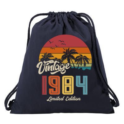 Retro Vintage Tropical Palm Trees Limited Edition 1984 40th Birthday Drawstring Bag