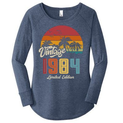 Retro Vintage Tropical Palm Trees Limited Edition 1984 40th Birthday Women's Perfect Tri Tunic Long Sleeve Shirt