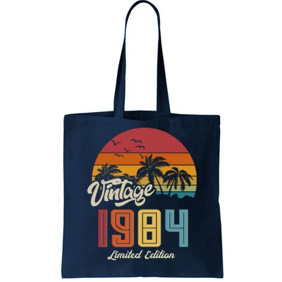 Retro Vintage Tropical Palm Trees Limited Edition 1984 40th Birthday Tote Bag