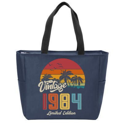 Retro Vintage Tropical Palm Trees Limited Edition 1984 40th Birthday Zip Tote Bag