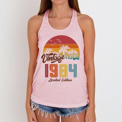 Retro Vintage Tropical Palm Trees Limited Edition 1984 40th Birthday Women's Knotted Racerback Tank