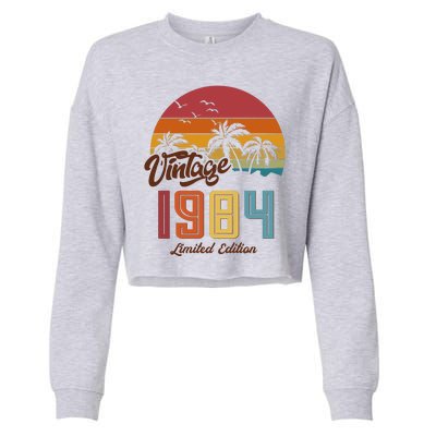 Retro Vintage Tropical Palm Trees Limited Edition 1984 40th Birthday Cropped Pullover Crew