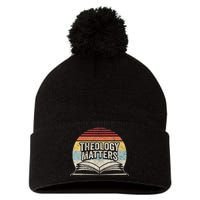 Retro Vintage Theology Matters Reformed Christian Pom Pom 12in Knit Beanie