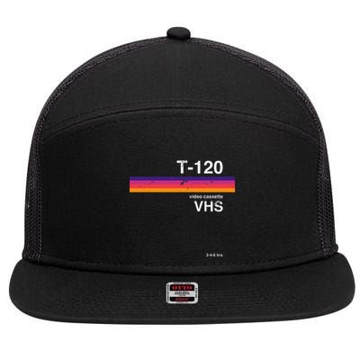 Retro Vhs Tape Graphics 80s 90s Nostalgia Design 7 Panel Mesh Trucker Snapback Hat