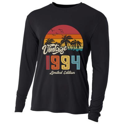 Retro Vintage Tropical Palm Trees Limited Edition 1994 30th Birthday Cooling Performance Long Sleeve Crew