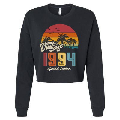 Retro Vintage Tropical Palm Trees Limited Edition 1994 30th Birthday Cropped Pullover Crew
