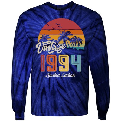 Retro Vintage Tropical Palm Trees Limited Edition 1994 30th Birthday Tie-Dye Long Sleeve Shirt