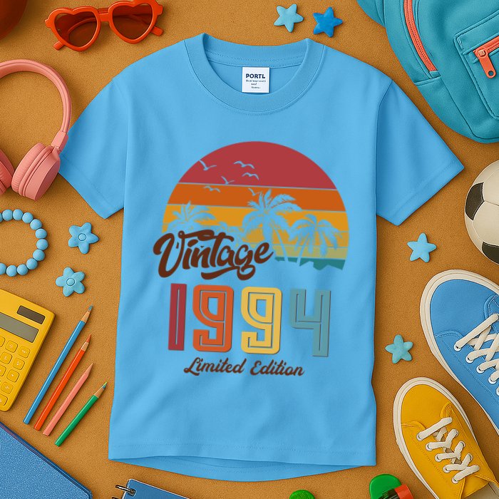 Retro Vintage Tropical Palm Trees Limited Edition 1994 30th Birthday Kids T-Shirt