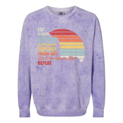 Retro Vintage Theater Geek Musical Life Eat Sleep Theatre Colorblast Crewneck Sweatshirt