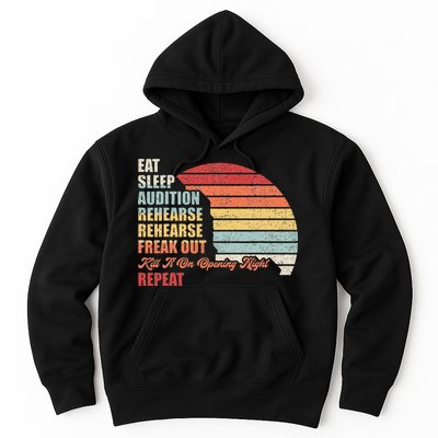 Retro Vintage Theater Geek Musical Life Eat Sleep Theatre Hoodie