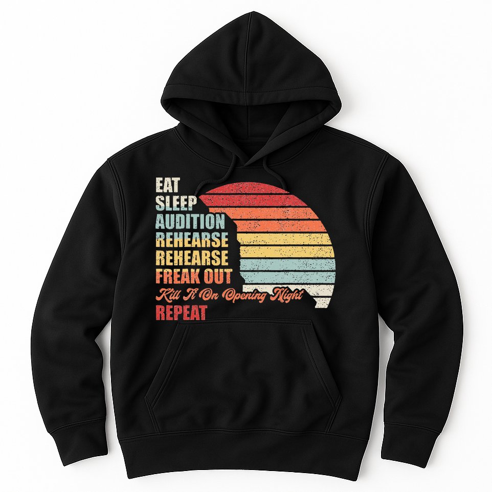 Retro Vintage Theater Geek Musical Life Eat Sleep Theatre Hoodie