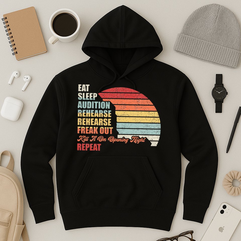 Retro Vintage Theater Geek Musical Life Eat Sleep Theatre Hoodie