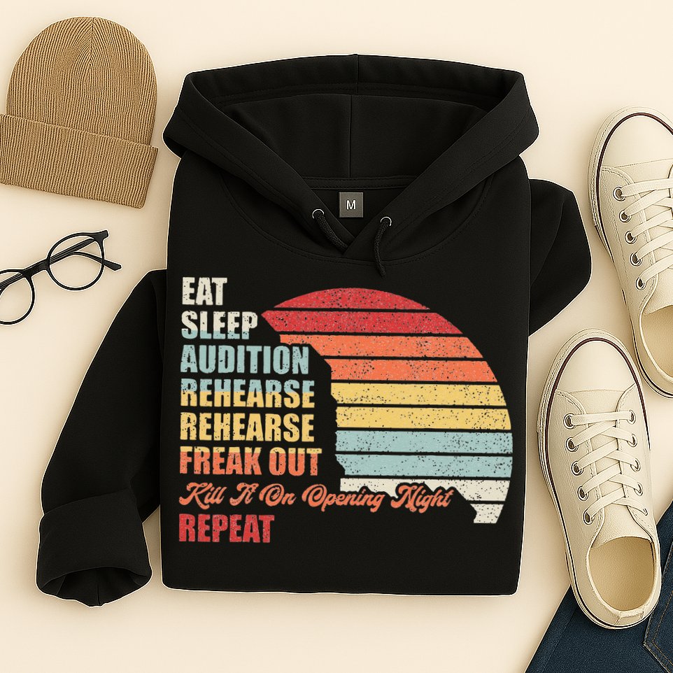 Retro Vintage Theater Geek Musical Life Eat Sleep Theatre Hoodie