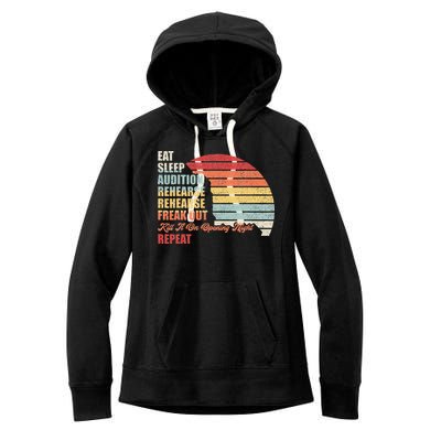 Retro Vintage Theater Geek Musical Life Eat Sleep Theatre Women's Fleece Hoodie