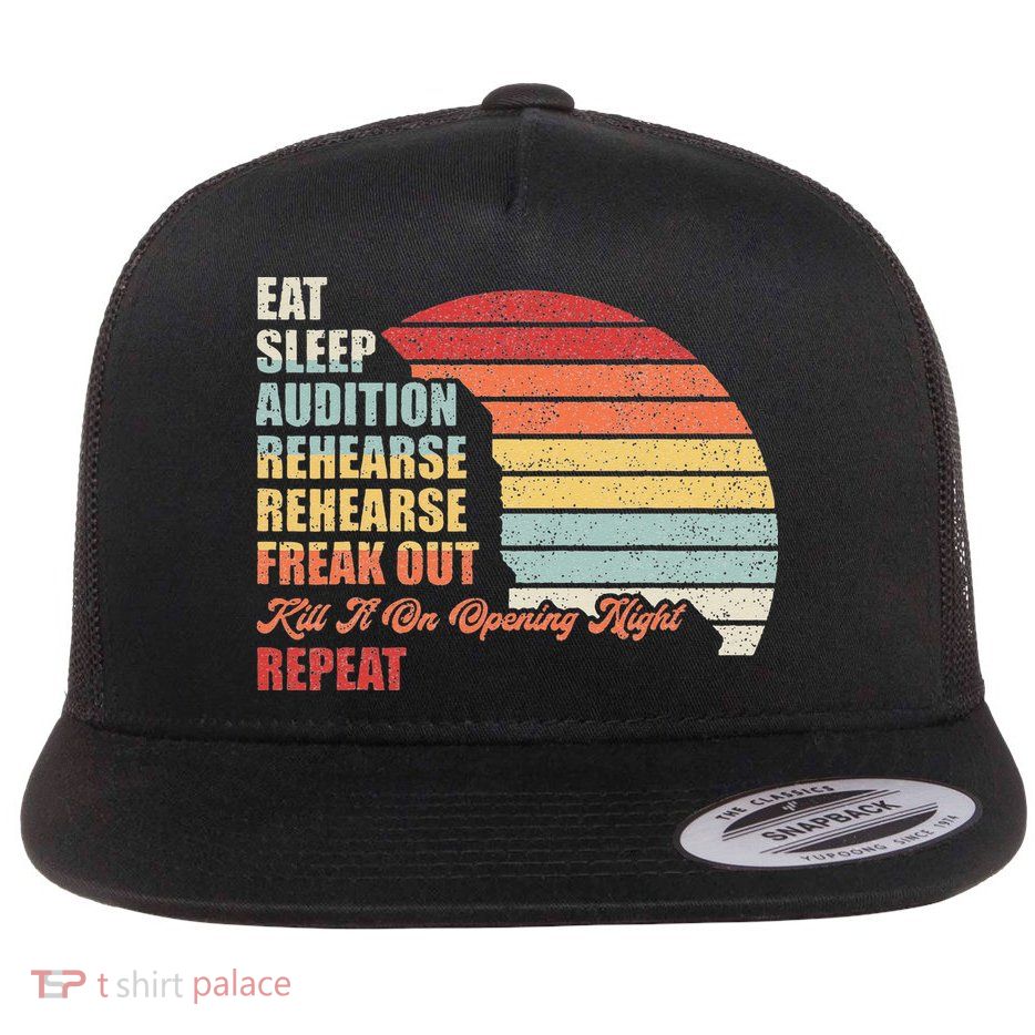 Retro Vintage Theater Geek Musical Life Eat Sleep Theatre Flatbill Hat