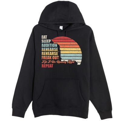 Retro Vintage Theater Geek Musical Life Eat Sleep Theatre Premium Pullover Hoodie