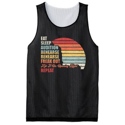 Retro Vintage Theater Geek Musical Life Eat Sleep Theatre Mesh Reversible Basketball Jersey Tank