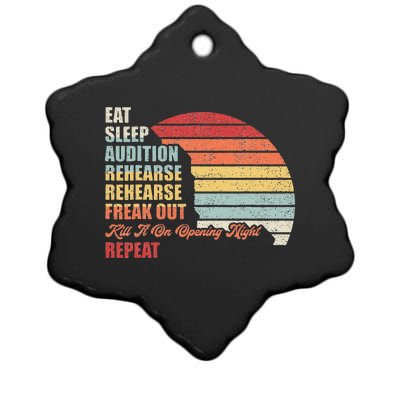 Retro Vintage Theater Geek Musical Life Eat Sleep Theatre Ceramic Star Ornament