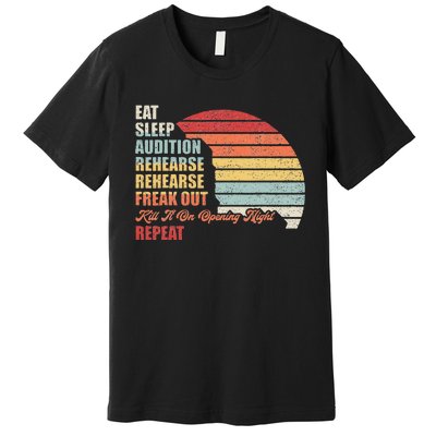 Retro Vintage Theater Geek Musical Life Eat Sleep Theatre Premium T-Shirt