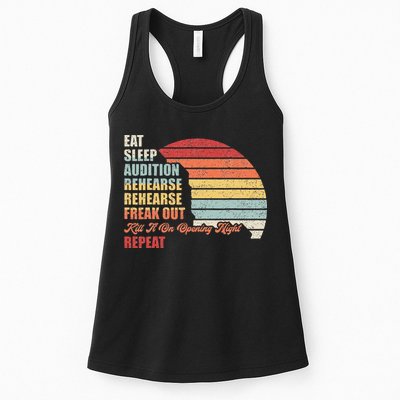Retro Vintage Theater Geek Musical Life Eat Sleep Theatre Womens Tank Top