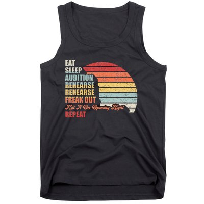 Retro Vintage Theater Geek Musical Life Eat Sleep Theatre Tank Top