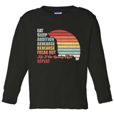 Retro Vintage Theater Geek Musical Life Eat Sleep Theatre Toddler Long Sleeve Shirt