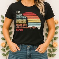 Retro Vintage Theater Geek Musical Life Eat Sleep Theatre Womens T-Shirt