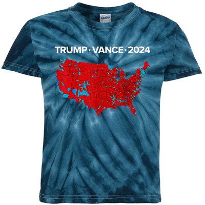 Retro Vintage Trump Vance 2024 Electoral Map Kids Tie-Dye T-Shirt