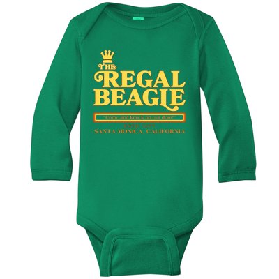 Retro Vintage The Regal Beagle ESTD 1977 Santa Monica California Baby Long Sleeve Bodysuit