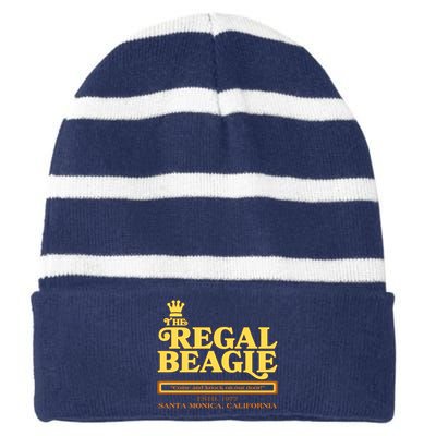 Retro Vintage The Regal Beagle ESTD 1977 Santa Monica California Striped Beanie with Solid Band