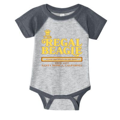 Retro Vintage The Regal Beagle ESTD 1977 Santa Monica California Infant Baby Jersey Bodysuit