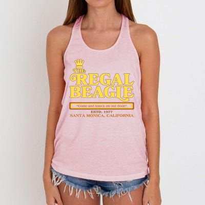 Retro Vintage The Regal Beagle ESTD 1977 Santa Monica California Women's Knotted Racerback Tank