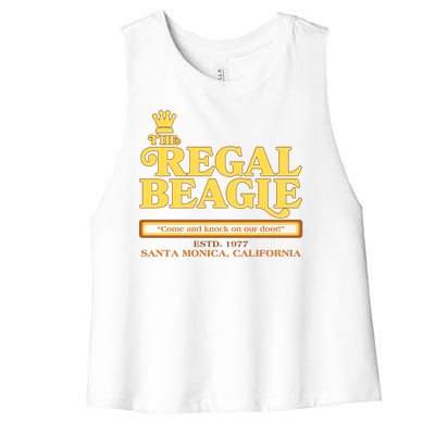 Retro Vintage The Regal Beagle ESTD 1977 Santa Monica California Women's Racerback Cropped Tank