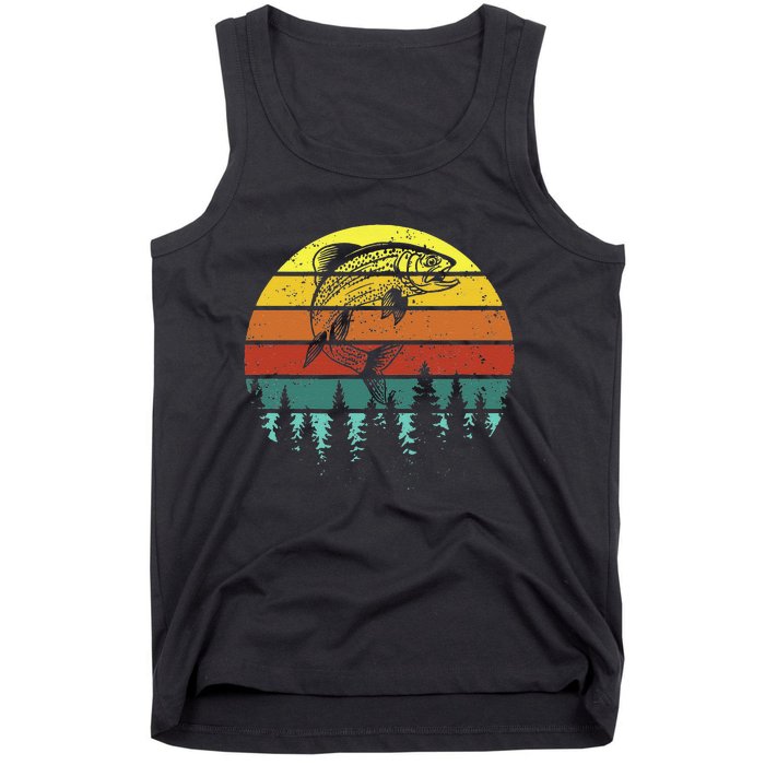 Retro Vintage Trout Fishing Angler Christmas Birthday Gift Tank Top