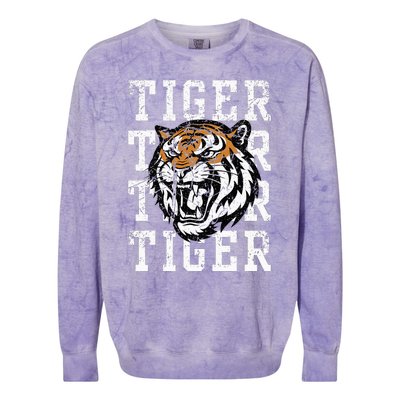 Retro Vintage Tiger Pride Tiger Mascot School Sports Team Colorblast Crewneck Sweatshirt