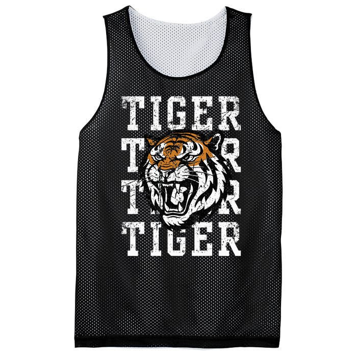 Retro Vintage Tiger Pride Tiger Mascot School Sports Team Mesh Reversible Basketball Jersey Tank