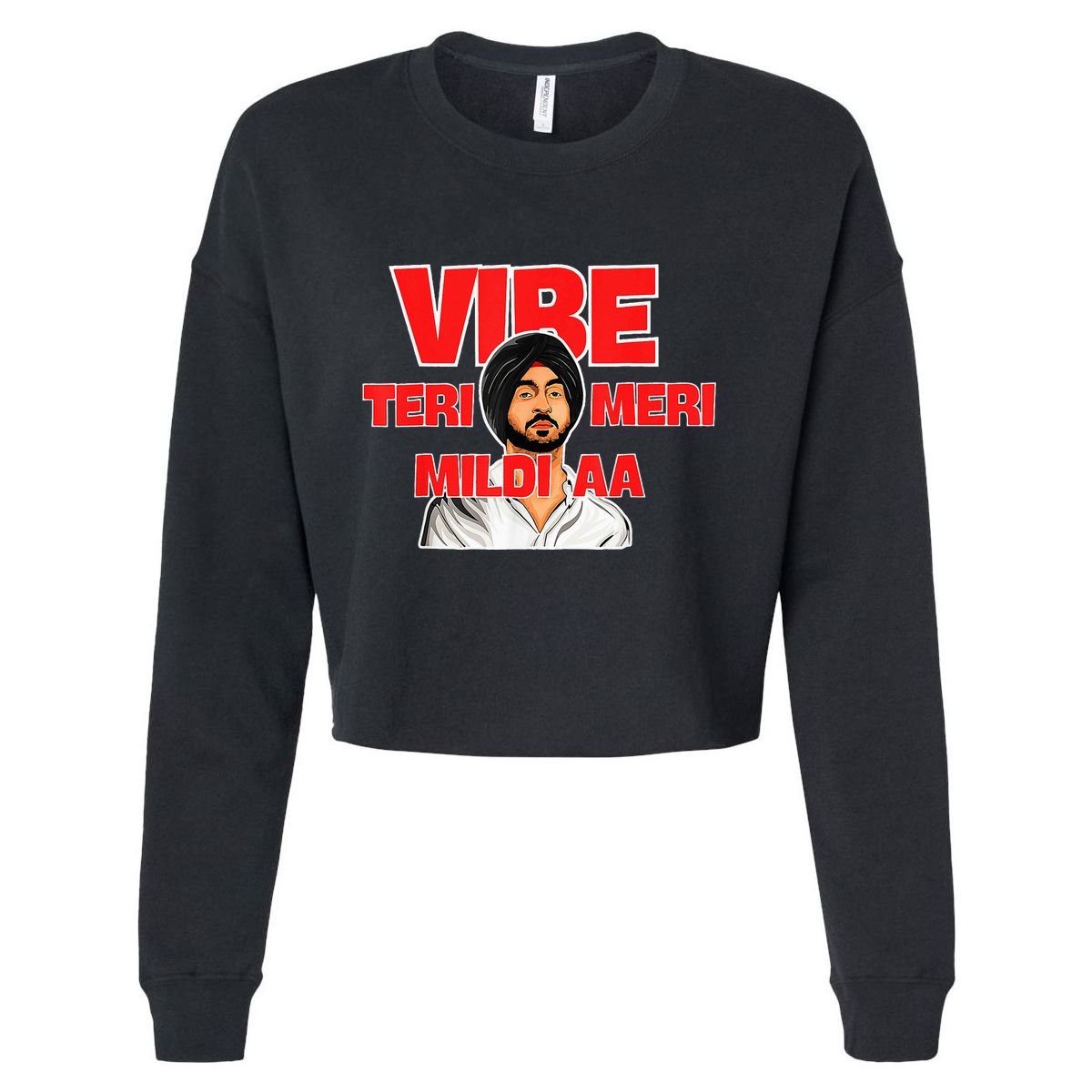 Retro Vibe Teri Meri Mildi Aa Desi Cropped Pullover Crew