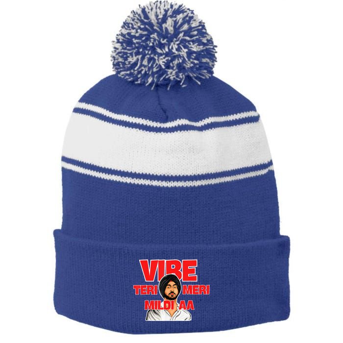 Retro Vibe Teri Meri Mildi Aa Desi Stripe Pom Pom Beanie