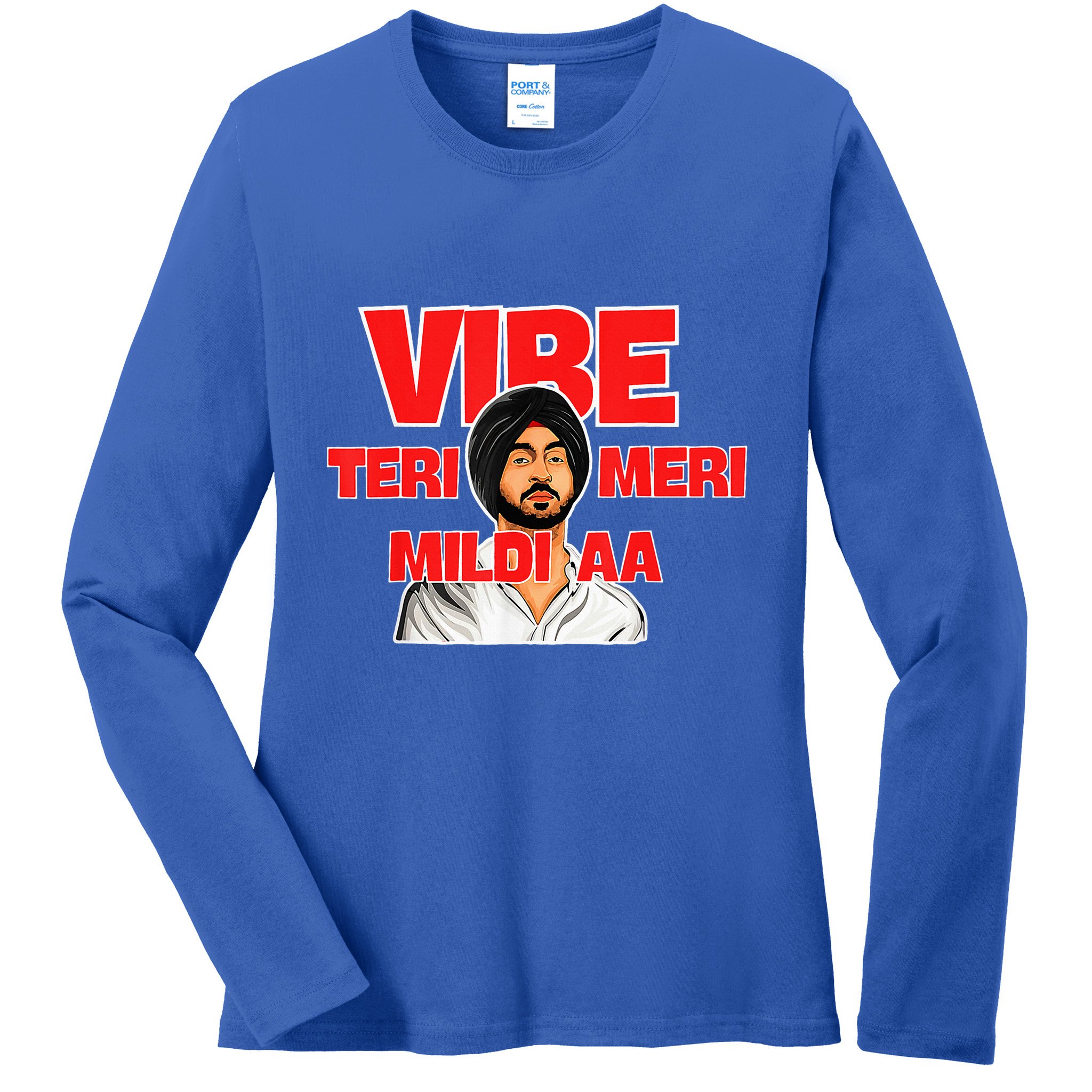 Retro Vibe Teri Meri Mildi Aa Desi Ladies Long Sleeve Shirt