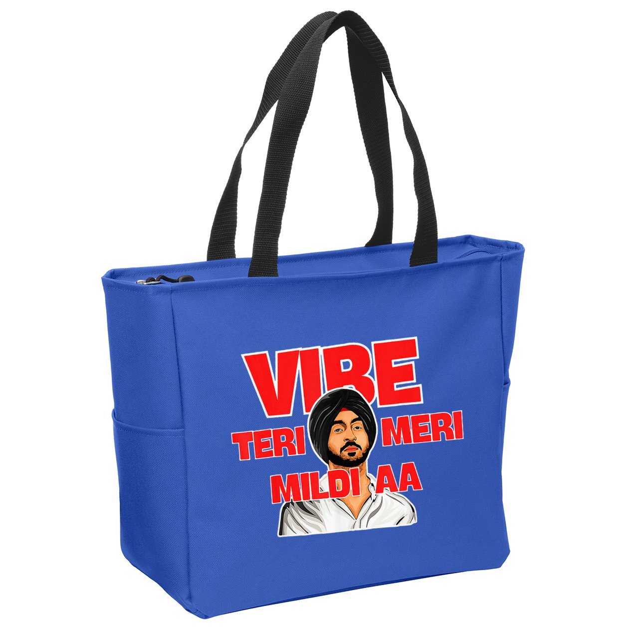 Retro Vibe Teri Meri Mildi Aa Desi Zip Tote Bag