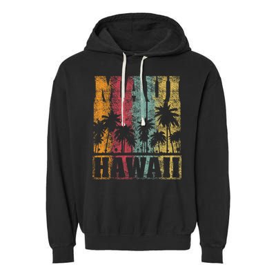 Retro Vintage Tropical Maui Hawaii Garment-Dyed Fleece Hoodie